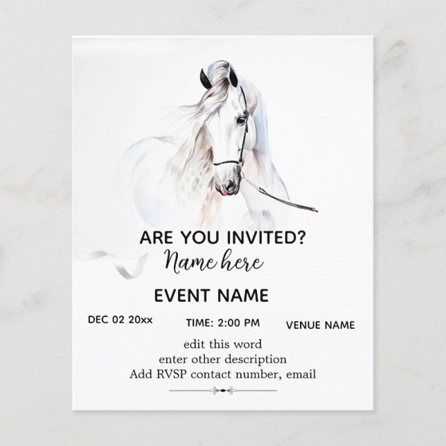 Personalised Custom White Horse Flyer (Front)