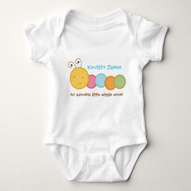 Personalised Custom Worm Baby One Sie Body Suit Baby Bodysuit (Front)