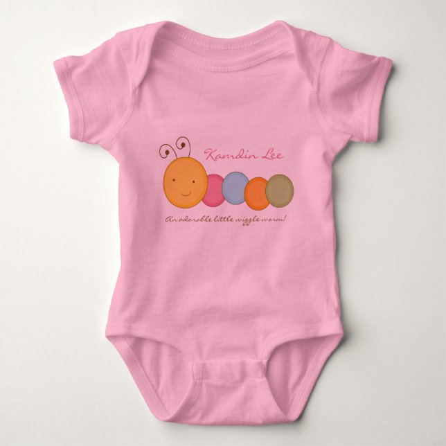 Personalised Custom Worm Baby One Sie Body Suit Bodysuit (Front)