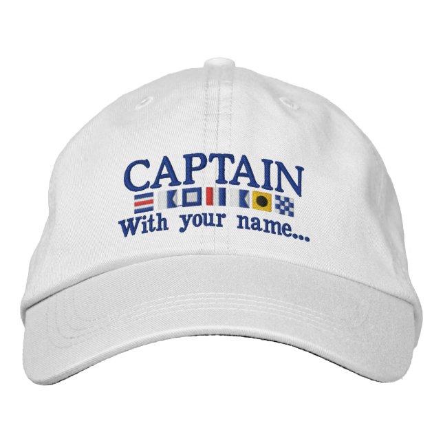 Personalised Custom Your Captain Nautical Flags Embroidered Hat (Front)