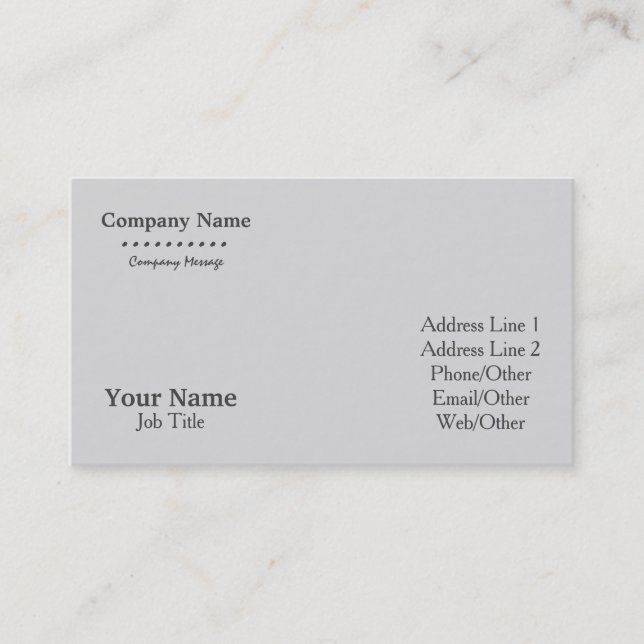 Personalised Custom Your Own Grey Business Card (Front)