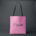 Personalised Custom Your Own Name Elegant Pink Tote Bag<br><div class="desc">Replace Your Script Name Text Here Elegant Modern Minimalistic Design Template Pink Shopping Shoulder Tote Bag.</div>