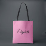 Personalised Custom Your Own Name Elegant Pink Tote Bag<br><div class="desc">Replace Your Script Name Text Here Elegant Modern Minimalistic Design Template Pink Shopping Shoulder Tote Bag.</div>