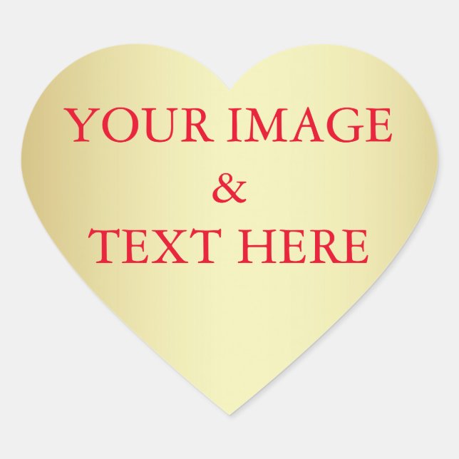 Personalised Custom Your Own Photo & Text Gold Heart Sticker (Front)