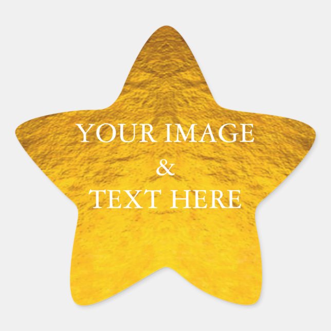 Personalised Custom Your Own Photo & Text Gold Star Sticker (Front)