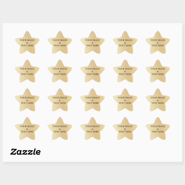 Personalised Custom Your Own Photo & Text Gold Star Sticker (Sheet)
