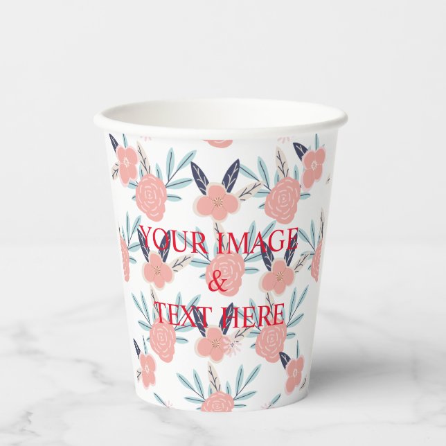 Personalised Custom Your Own Photo & Text  Paper C Cups (Front)