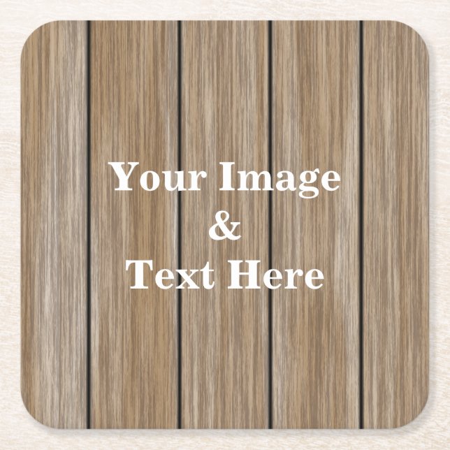 Personalised Custom Your Own Photo Wooden Square P Square Paper Coaster (Front)