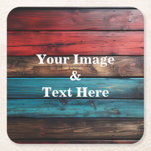 Personalised Custom Your Own Photo Wooden Square Paper Coaster