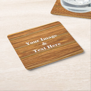 Personalised Custom Your Own Photo Wooden Square Paper Coaster