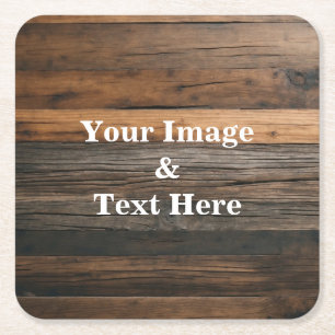 Personalised Custom Your Own Photo Wooden Square Paper Coaster