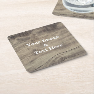 Personalised Custom Your Own Photo Wooden Square Paper Coaster