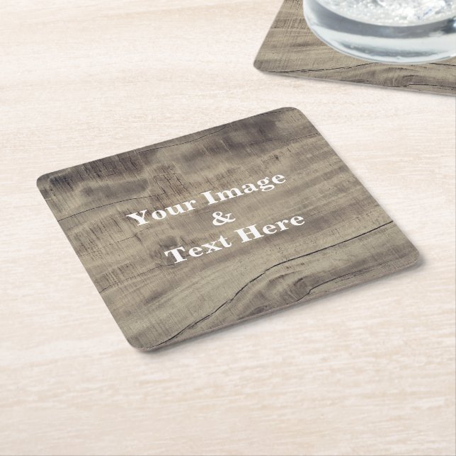 Personalised Custom Your Own Photo Wooden Square Paper Coaster (Angled)