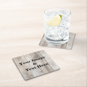 Personalised Custom Your Own Photo Wooden Square Paper Coaster