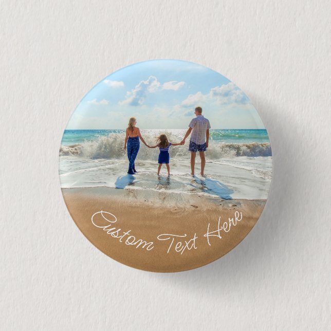 Personalised Custom Your Photo and Text Button (Front)