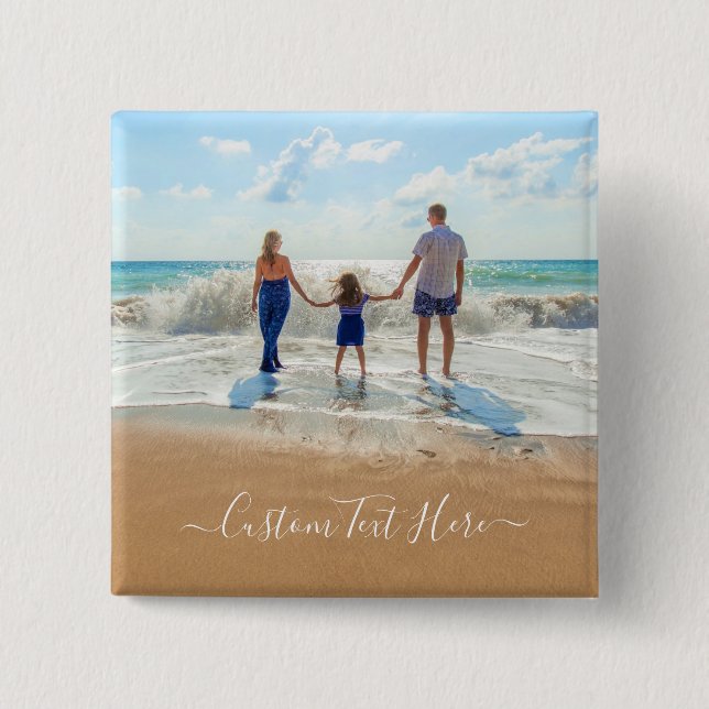 Personalised Custom Your Photo and Text Button (Front)