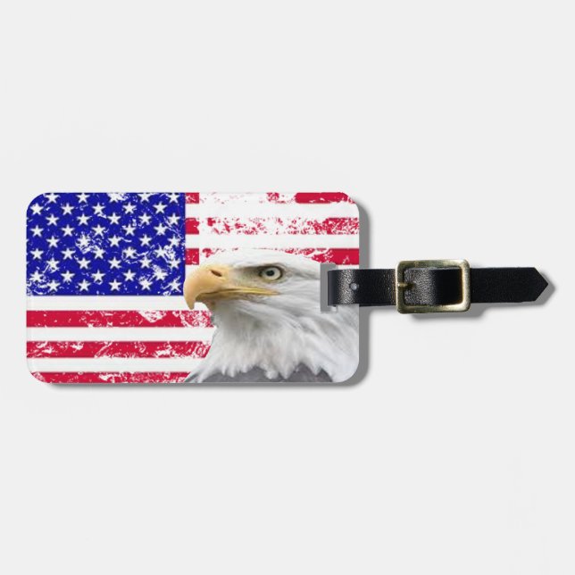 Personalised Customisable American Flag Luggage Tag (Front Horizontal)