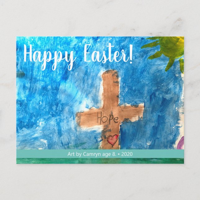 Personalised Customisable Easter Kid's Artwork Holiday Postcard (Front)