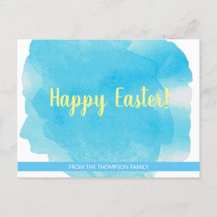 Personalised Customisable Easter watercolor splash Holiday Postcard