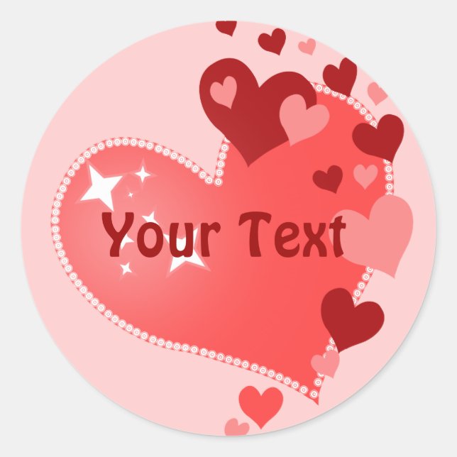 Personalised Customisable Hearts Classic Round Sticker (Front)