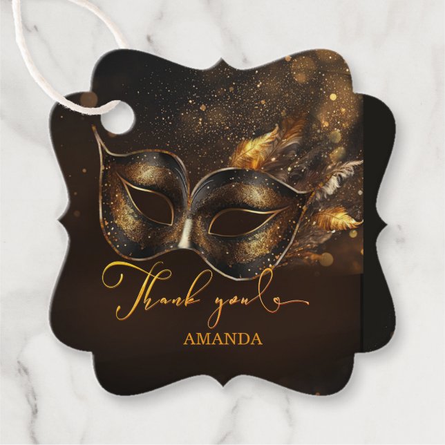 Personalised Customisable Masquerade Favour Tag (Front)