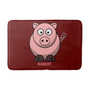 Personalised customised Animal Pig Blue Bath Mat