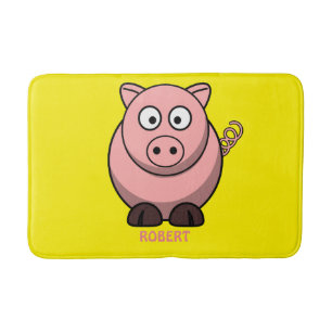 Personalised customised Animal Pig Blue Bath Mat