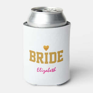 Personalised Customised Gold Heart Bride Can Cooler
