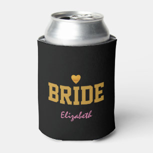 Personalised Customised Gold Heart Bride Can Cooler