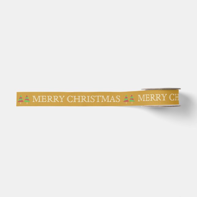 Personalised Customised Merry Christmas Grosgrain Ribbon (Front)