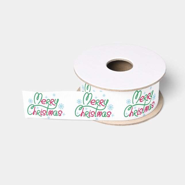 Personalised Customised Merry Christmas Grosgrain  Ribbon (Spool)