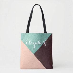 Personalised Customised Pink Green Brown Tote Bag