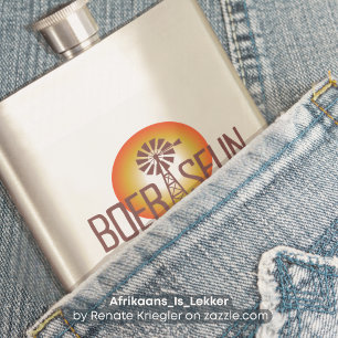 Personalised / Custum BOERSEUN Windpomp Afrikaans  Hip Flask