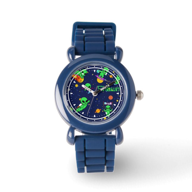 Personalised Cute Aliens in Space Watch (Front)