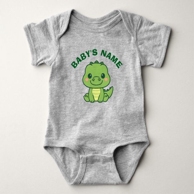 Personalised Cute Alligator Baby Bodysuit (Front)