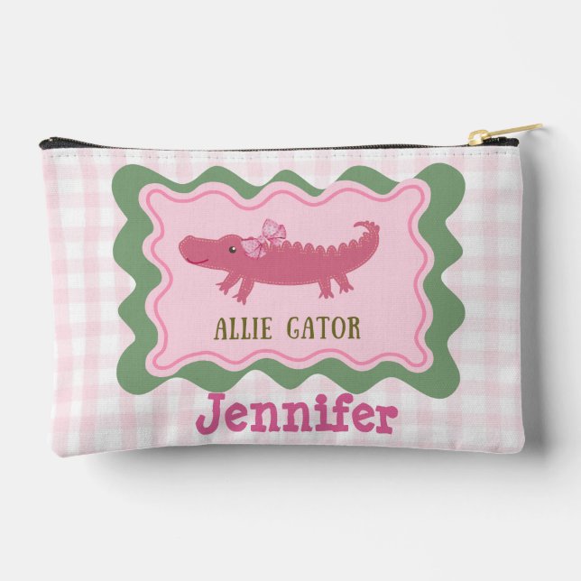 Personalised Cute Alligator Pencil Accessory Pouch (Back)
