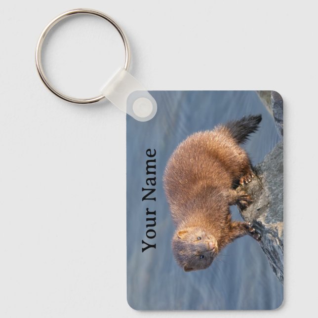 Personalised Cute American Mink Key Ring (Front)