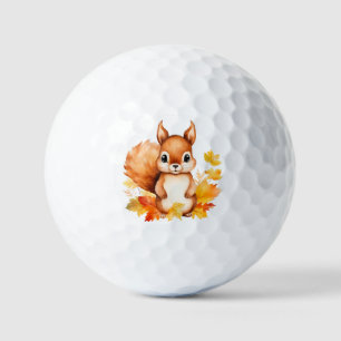 Personalised Cute Animal Squirrel Autumn Leaves Golf Balls