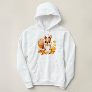 Personalised Cute Animal Squirrel Autumn Leaves  Hoodie