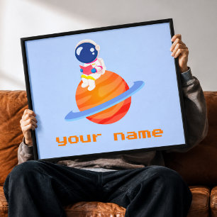 Personalised Cute Astronaut Canvas Wall Art