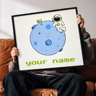 Personalised Cute Astronaut Canvas Wall Art