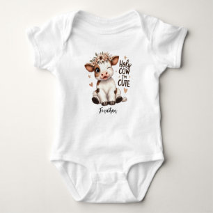 Personalised Cute Baby Animal Holy Cow One-Piece Baby Bodysuit