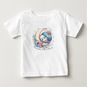 Personalised Cute Baby Bird Sleeping on Moon T-Shirt