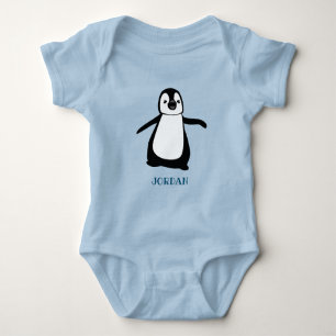 Personalised cute Baby blue penguin illustration Bodysuit