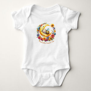 Personalised Cute Baby Bumble Bee Sleeping on Moon Bodysuit