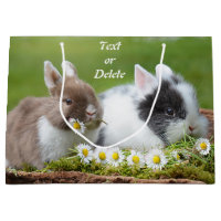 Personalised Cute Baby Bunny Rabbits with Flowers