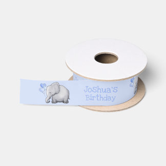 Personalised Cute Baby Elephants Kid Birthday Satin Ribbon