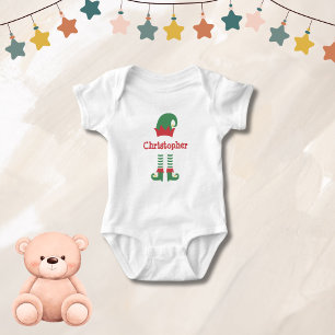 Personalised Cute Baby Elf Christmas Holiday  Baby Bodysuit