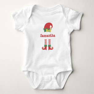 Personalised Cute Baby Elf Christmas Holiday  Baby Bodysuit