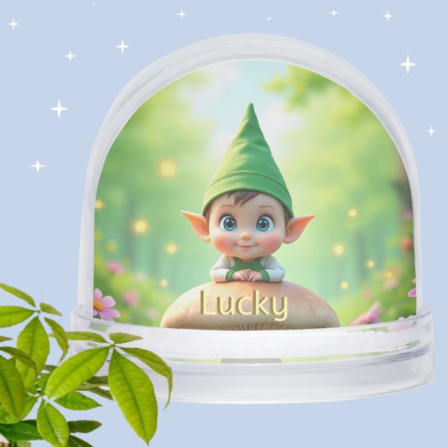 Personalised Cute Baby Elf Snow Globe  (Creator Uploaded)
